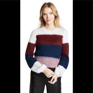 Club Monaco Rinty Color Block Mohair Blend Stripe Crewneck Sweater XS